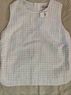 GAP Ivory Eyelet Sleeveless Shell